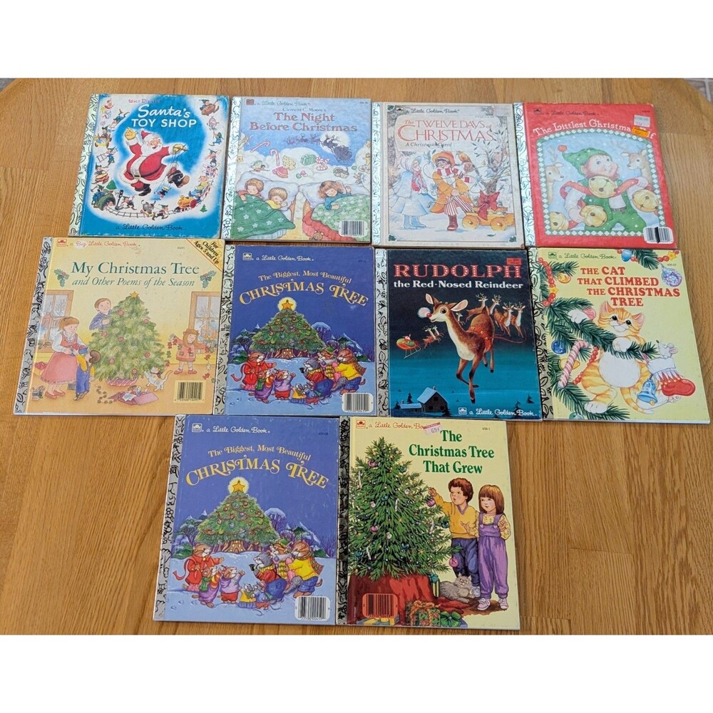 Vintage Lot Of 10 Little Golden Books Kids Christmas Holiday Theme 1980s Nice!